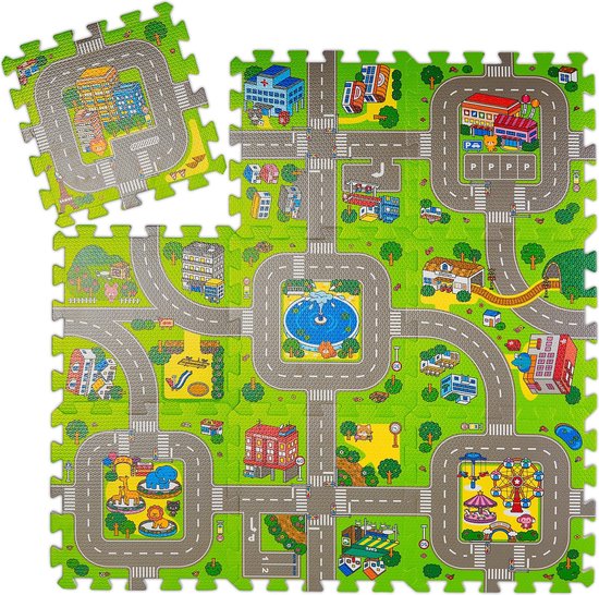 Relaxdays speelmat verkeer - puzzelmat - verkeerskleed - speelkleed - kruipmat - foam van Relaxdays