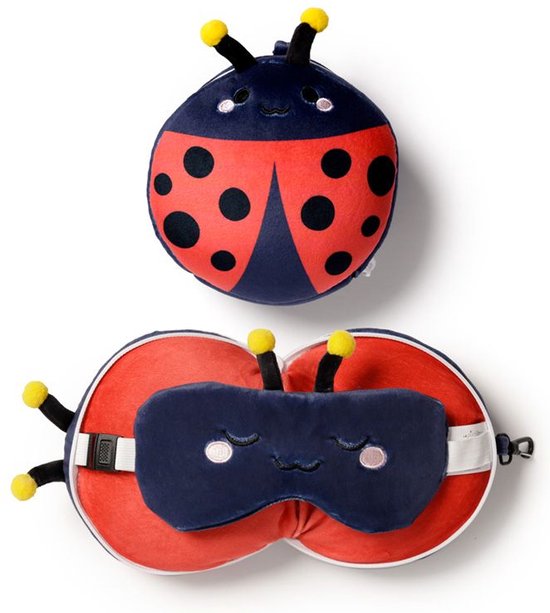 Relaxeazzz Adorabugs Ladybird Plush Travel Pillow & Eye Mask- Nekkussen + Masker van Relax