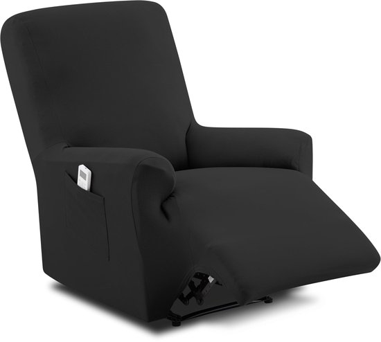 Relaxfauteuil Hoes TEIDE – Elastische Relaxstoel Hoes/Recliner Cover/Relax Chair Cover – Universele Rekbare Beschermhoes 70–100 cm – Wasbaar – Zwart