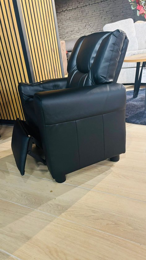 relaxstoel Renold - kinder relax- met drinkhouder- zwart pu-manueel verstelbaar van Relax