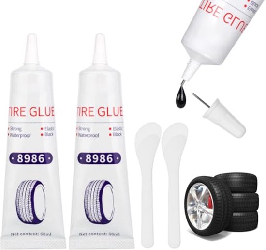 Reparatie van autobanden, 2 x 60 ml vulkaniserende rubberlijm voor het snel herstel van scheuren en gaten van Gentlemen's Hardware