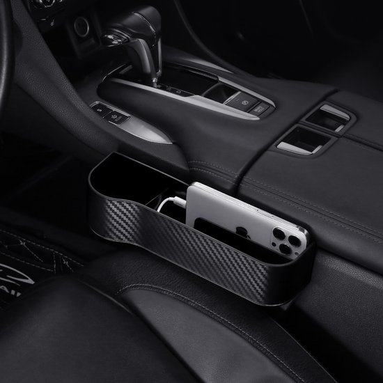 Repus - Set van 2 - Autostoel Organizer - Opbergbox - Bekerhouder - Telefoonhouder - Bijrijder - Autostoel Gap - Accesoires - Zwart van Repus