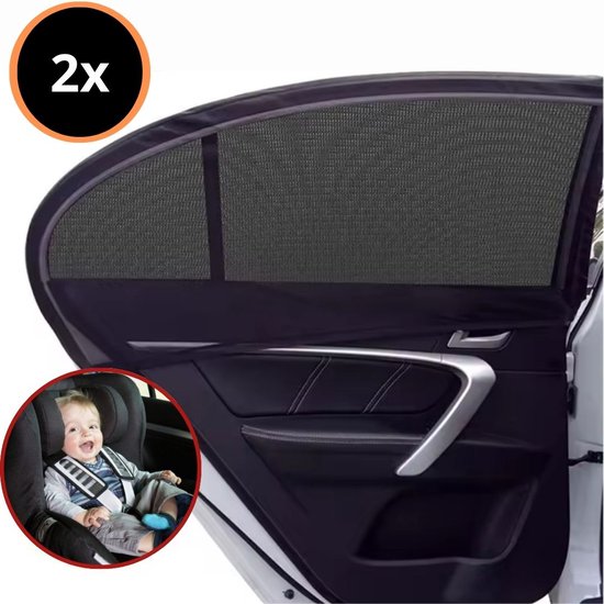 Reqz Products Universeel Zonnescherm Auto (2 stuks) - Zonwering Auto met UV bescherming – Zonwering over Zijdeur – Elastische Mesh – 110 x 50cm van Reqz Products