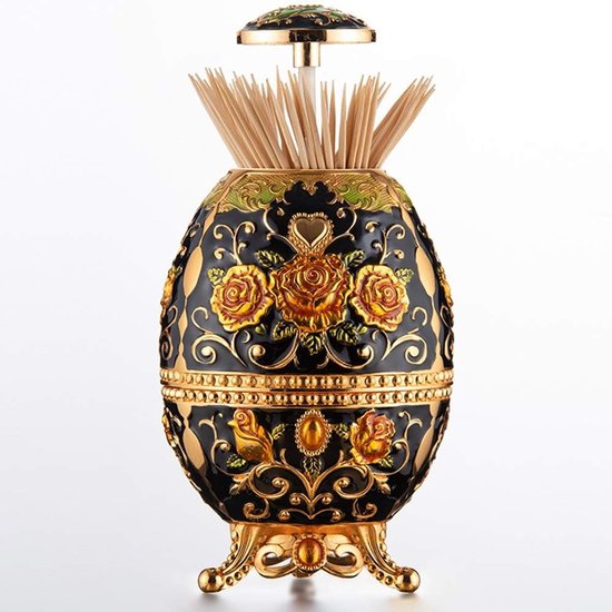 Retro Decoratieve Metalen Tandenstokers Dispenser in Fabergé Ei Stijl met Flesopener en Uniek Ontwerp voor Thuisgebruik
