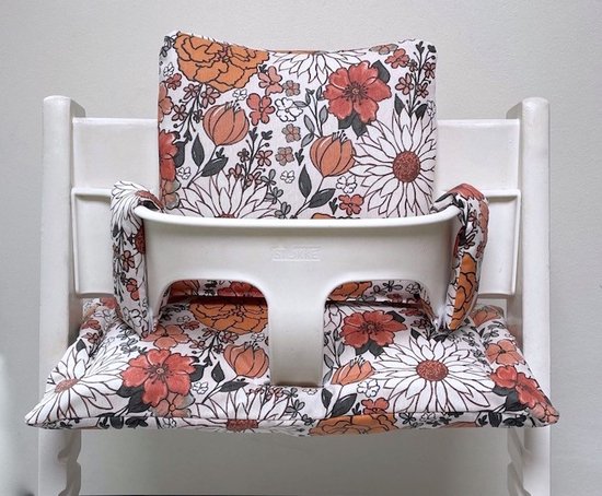 Retro flower kussenset voor de stokke tripptrapp kinderstoel- flower kussen- kinderstoel kussen-liefleukenhip van Lief Leuk & Hip