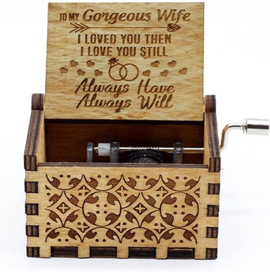 Retro houten muziekdoosje muziek doos Cadeau - aan mij vrouw! van Commerciëel Cadeau.