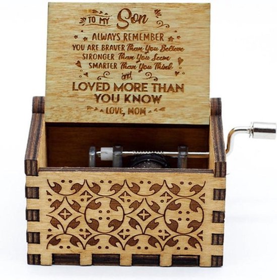 Retro houten muziekdoosje muziek doos Cadeau - moeder aan zoon van Brubelz