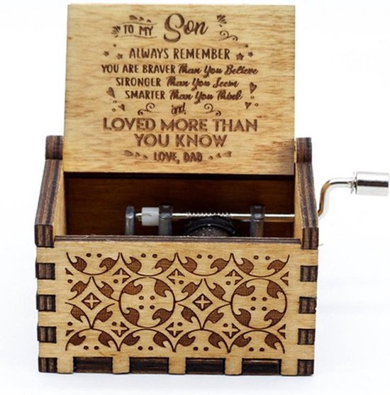 Retro houten muziekdoosje muziek doos Cadeau - vader aan zoon van Yoursurprise