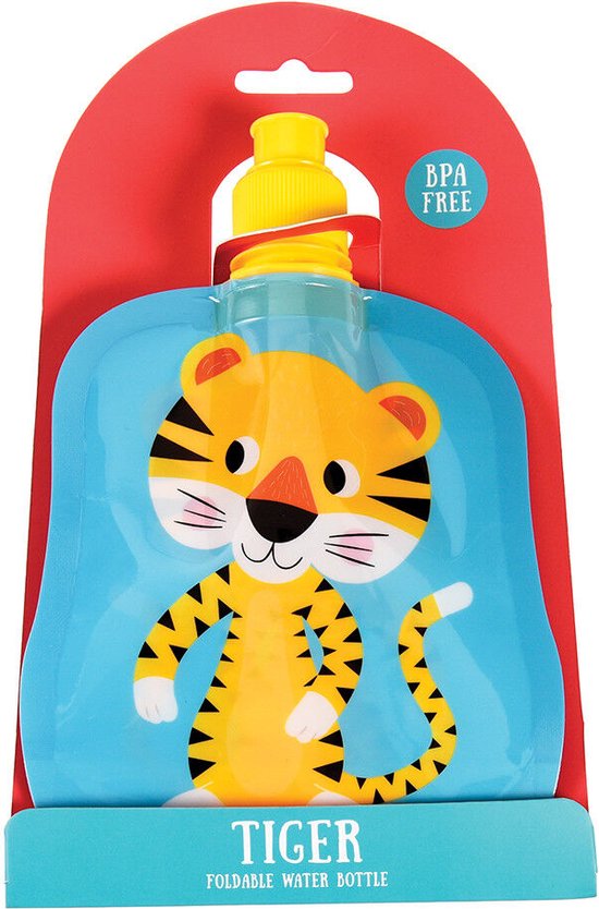 Rex London - Vouwbare waterfles - Waterfles - Kids - Tijge - Tiger - Cadeau - Kinderverjaardag - 350ML van Rex London
