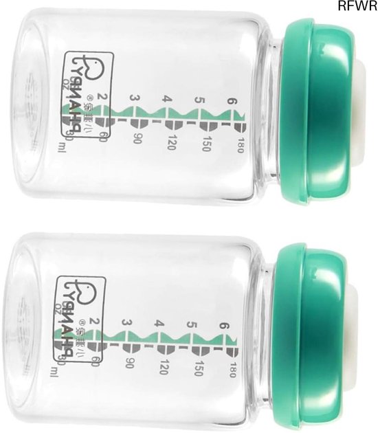 RFWR® 2 Stuks Moedermelk Bewaarflessen voor Babyvoeding - Glazen Bottles Organisator