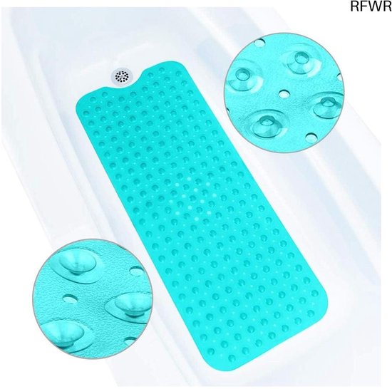 RFWR® Antislip Badmat voor Badkuip - 100x40 cm - Extra Lange Douchemat met 200 Zuignappen - Machinewasbaar en Schimmelbestendig