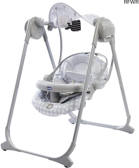 RFWR® Elektronische Wipstoel en Schommel - Verstelbaar en Inclusief Speelboog - Geschikt vanaf Geboorte tot 9 kg - Grijs van Merkloos