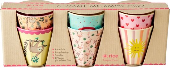 Rice melamine drinkbekerset kinderen, Funky Prints, medium, 6 stuks van Rice