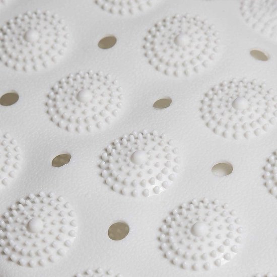 RichAxis Antislip badmat met voetschrobber voor badkamer douchemat met zuignappen en afvoergaten, siliconen vloermat voor kinderen en volwassenen (70 x 35 cm, wit) van Merkloos