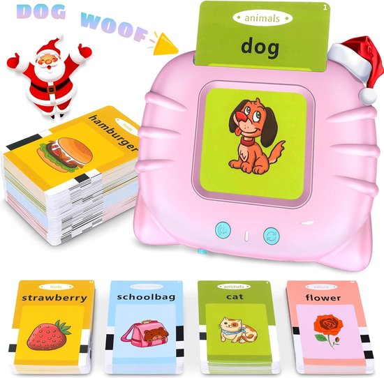 Richgv Talking Flash Cards, Educatief Speelgoed voor Peuters, Logopedie Speelgoed. 12 Thema's 224 Woorden, Verjaardagscadeaus voor Meisjes Van 2 3 4 5 6 (Roze) van Richgv