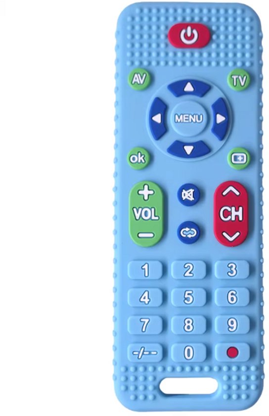 Rieba® Baby Afstandsbediening - Siliconen Speelgoed Afstandsbediening - Educatief Speelgoed - Verzachtend voor Tandjes - Siliconen Bijtring - 15 cm - Blauw van Merkloos