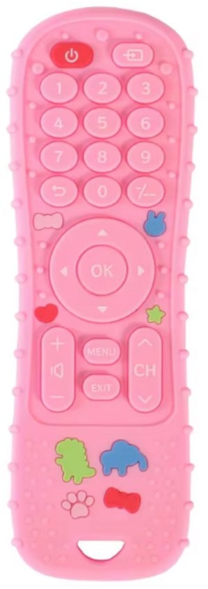 Rieba® Baby Afstandsbediening - Siliconen Speelgoed Afstandsbediening - Educatief Speelgoed - Verzachtend voor Tandjes - Siliconen Bijtring - 15 cm - Roze van Merkloos