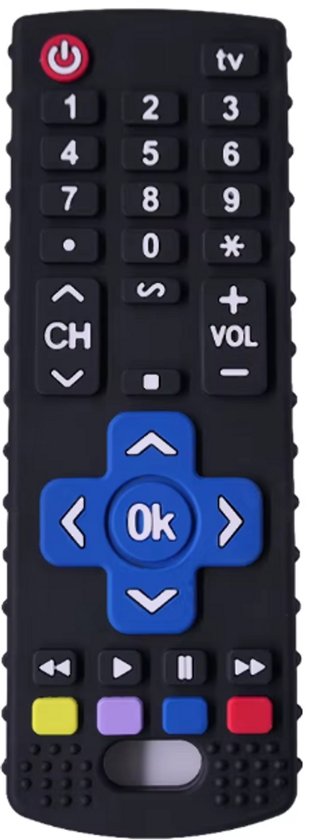 Rieba® Baby Afstandsbediening - Siliconen Speelgoed Afstandsbediening - Educatief Speelgoed - Verzachtend voor Tandjes - Siliconen Bijtring - 15 cm - Zwart van Merkloos