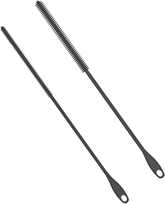 Rietjes Borstels - Schoonmaak Set - Flessen Reinigen - Flexibele Greep - 24 cm Lang - Grijs