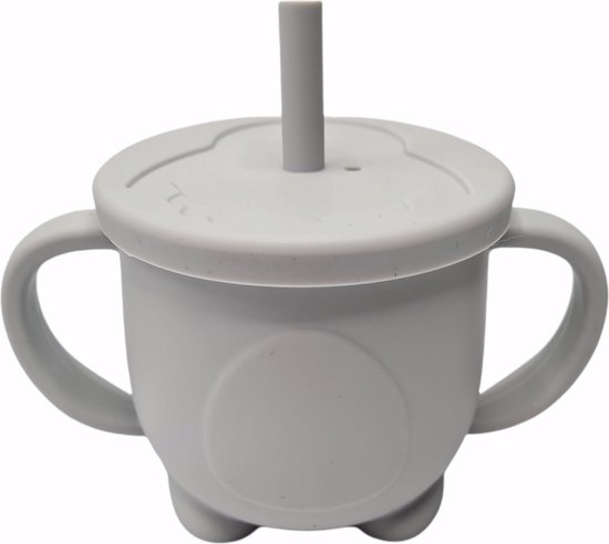 Rietjesbeker - Drinkerbeker - Antilek beker - Sippy cup - Baby - Peuter - 150ML - Grijs van Knopsporen