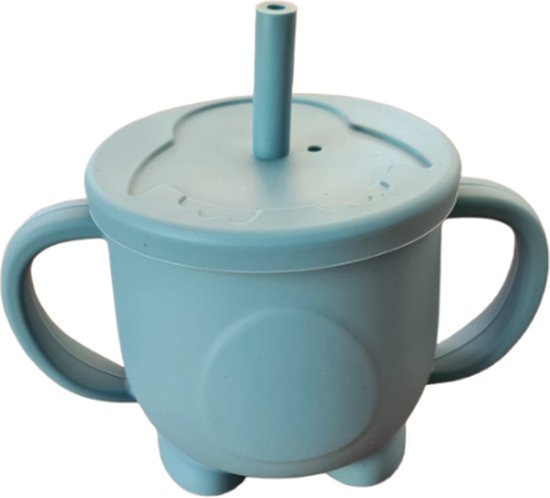 Rietjesbeker - Drinkerbeker - Antilek beker - Sippy cup - Baby - Peuter - 150ML - Smokey Blauw van Little Dutch