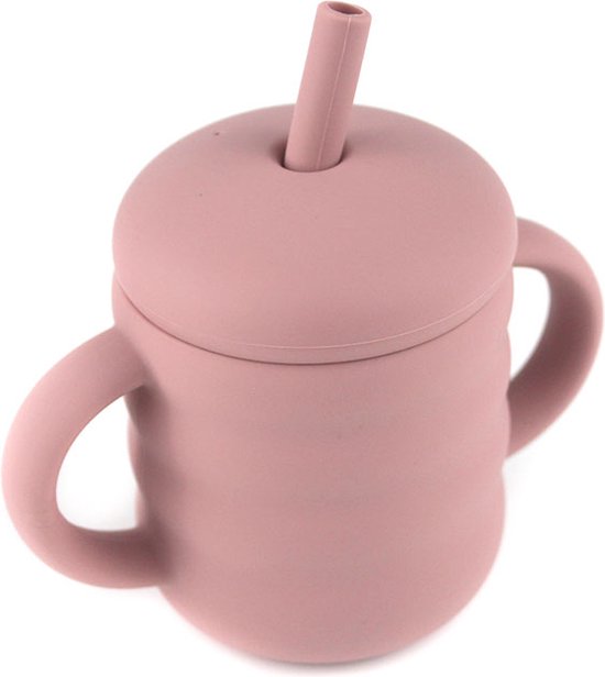 Rietjesbeker Roze | Drinkbeker | Baby | Peuter | Siliconen van Merkloos