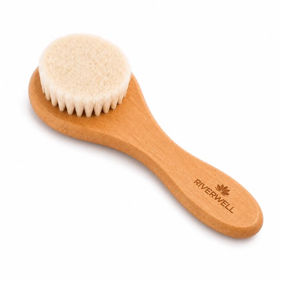 Riverwell babyborstel van hout met zachte haren - Baby haarborstel voor pasgeboren baby’s - Natuurlijke babyverzorging - Kraamcadeau