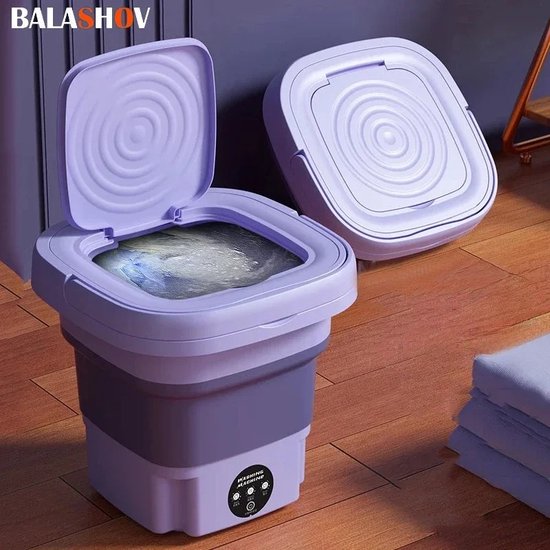 RM Store® - Mini Wasmachine - Draagbaar - Opvouwbaar - Schoonmaak - Outdoor - Voor Sokken - Voor Ondergoed - Paars - 29.5 X 29.5 X 29CM van RM Store®