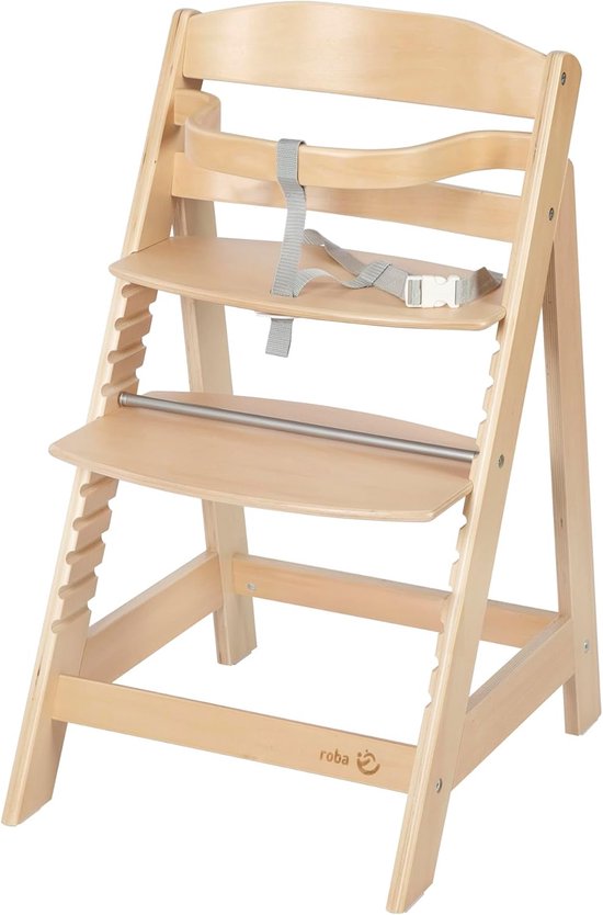 roba Treppenhochstuhl Sit Up III - Mitwachsender Baby Hochstuhl - ab 6 Monaten - Kinderhochstuhl aus Holz natur - Stuhl bis 70 kg belastbar, 1 Stück