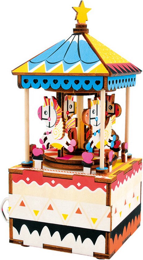 Robotime - Muziekdoos - DIY - 3D - Merry-Go-Round - Houten Modelbouw van Robotime