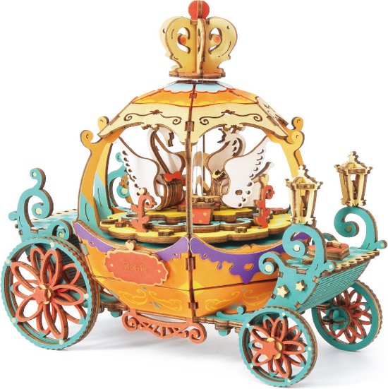 Robotime - Muziekdoos - DIY - 3D - Pumpkin Carriage - Houten Modelbouw van Robotime