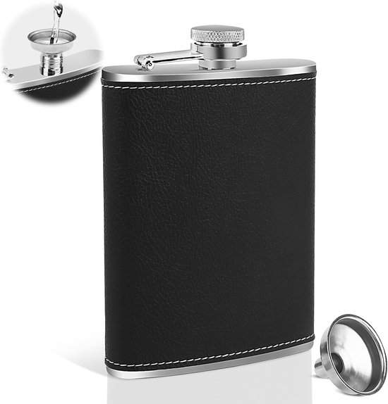 Roestvrijstalen heupfles voor sterke drank, 8 oz, 227 ml, set met trechter, voor whisky, rum en wodka