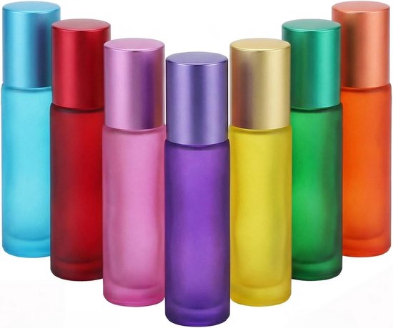 Rolfles voor etherische olie, 10 ml, lege gekleurde rollerflessen, lege roll-on fles van 10 ml voor etherische oliën - ShopVlot