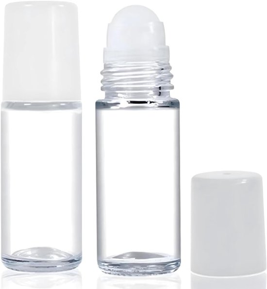 Roll-on - 2 transparante glazen flessen - 2 Pack 50ml Refillable Clear Glass Roll-On Bottles - Leakproof Roller Containers for Essential Oils & DIY Skincare