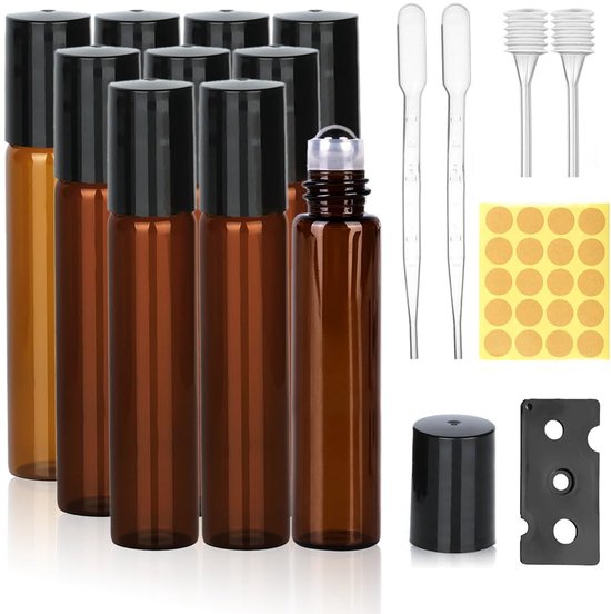 Roll-on Flesjes voor Etherische Oliën - Lege Herbruikbare Flessen met RVS Roller Ball - 10 ml