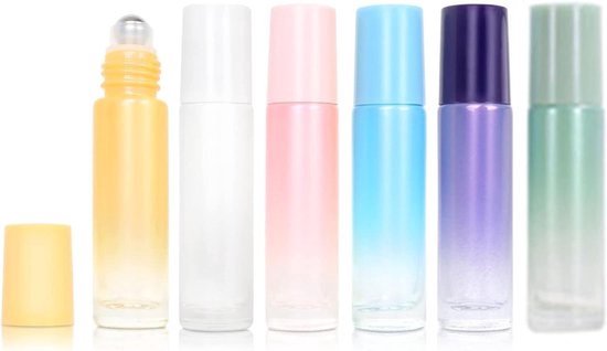 - Roller Flessen - Hervulbare Glazen Fles - Rvs Ballen - Platics Cap - Essentiële Olie Vloeibare Opslag - Geschikt voor Gebruik - Diverse Kleuren & Maten
