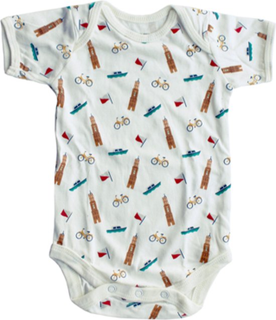 Romper Utrecht all over print 100% zacht katoen en fairly made van Tiny Humans