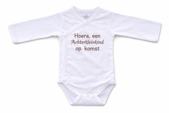 Romper zwangerschapsaankondiging – Hoera een achterkleinkind op komst – Baby romper aankondiging zwangerschap – Cadeau voor overgroot opa en oma – Unisex babykleding - omslagromper - 100% katoen - baby aankondiging - originele zwangerschaps reveal van Merkloos