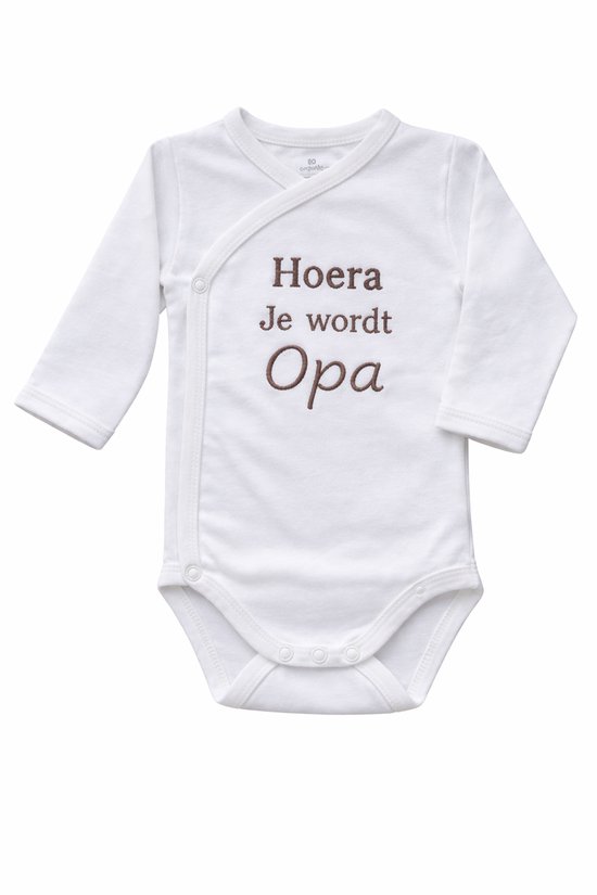 Romper zwangerschapsaankondiging – Hoera je wordt Opa – Baby romper aankondiging zwangerschap – Cadeau voor opa – Unisex babykleding - omslagromper - 100% katoen - baby aankondiging - originele zwangerschaps reveal van Merkloos