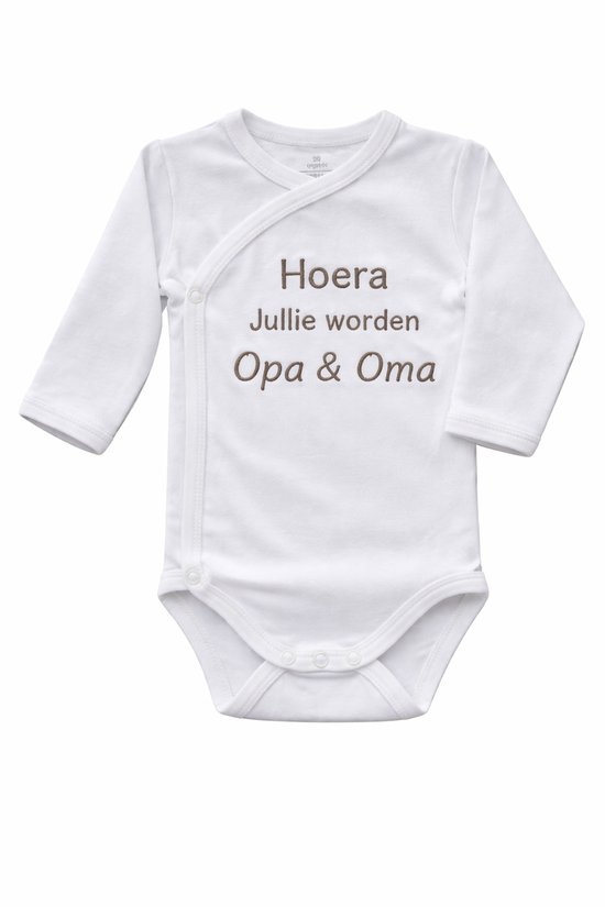 Romper zwangerschapsaankondiging - Hoera jullie worden opa en oma - Baby romper aankondiging zwangerschap - Cadeau voor opa en oma - Unisex babykleding - omslagromper - 100% katoen - baby aankondiging - originele zwangerschaps reveal van Merkloos