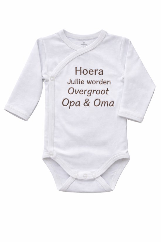 Romper zwangerschapsaankondiging - Hoera jullie worden overgroot opa en oma - Baby romper aankondiging zwangerschap - Cadeau voor opa en oma - Unisex babykleding - omslagromper - 100% katoen - baby aankondiging - originele zwangerschaps reveal van Merkloos