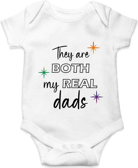 Rompertje They are both my real dads - rompertje met tekst - twee papa's - twee vaders - kraamkado - maat 68 van Merkloos