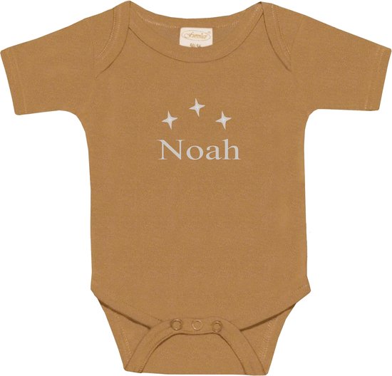 rompertje uni line - 62-68 - sand  - met EIGEN naam van Merkloos