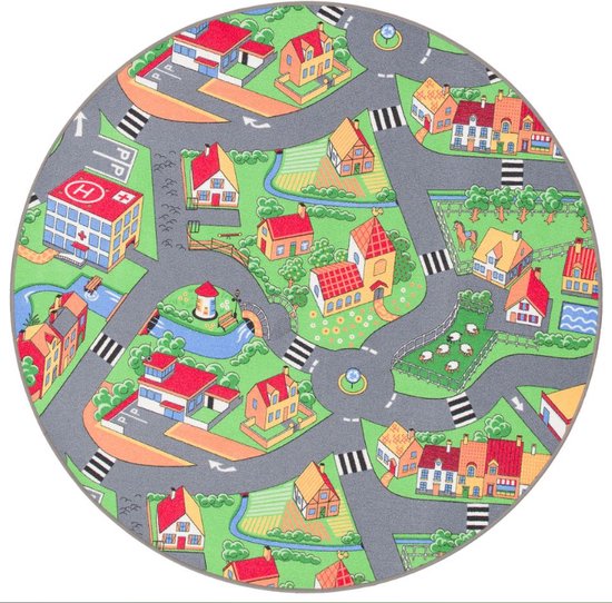 Rond speelkleed village stratenplan 200cm rond van Hip Huisje
