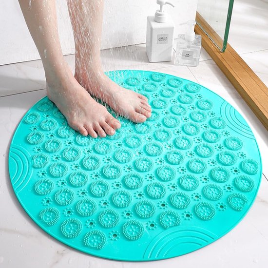 Ronde Douchemat - Antislip Mat - Veilig Douchen - Met Zuignappen - 55x55cm - Groen