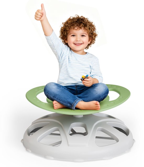 Ronde Draaistoel Voor Kinderen Met Handgreep, Kunststof Sensorische Draaistoel In Het Fruitgroen, Voor Autistische Kinderen En Kinderen Met ADHD, Balans En Lichaamscoördinatie