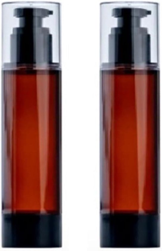 Ronte - Bruine Plastic Lotion Pomp Flessen Set van 2 voor Cosmetische Reizen - Hervulbaar en Vacuüm - Shampoo en Vloeistof Opslag
