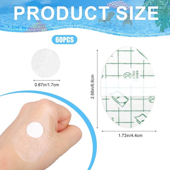 Ronte - Waterdichte Baby-Oorbeschermers voor Zwemmen en Baden, Set van 60 Stuks. Beschermt Oren van Kinderen Tijdens Douche en Wateractiviteiten.Warmtegevoelige Ronte Oorstickers met Zachte Katoenen Binnenlaag.