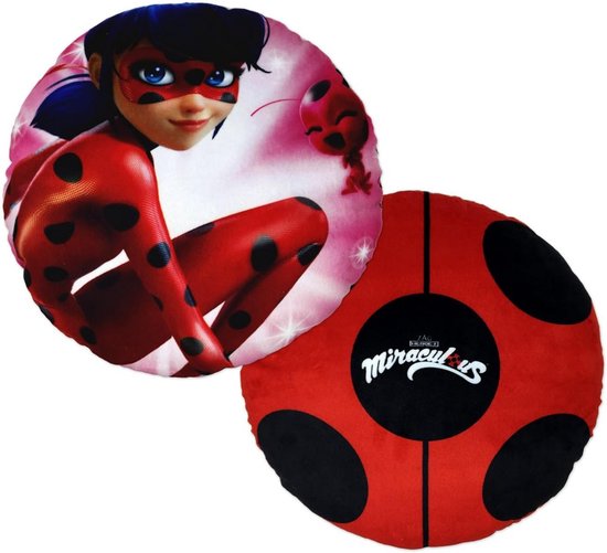 Rood Lieveheersbeest Pluchen Kussen Vierkant 33x33 cm - Zacht Knuffelkussen Kinderslaapkamer