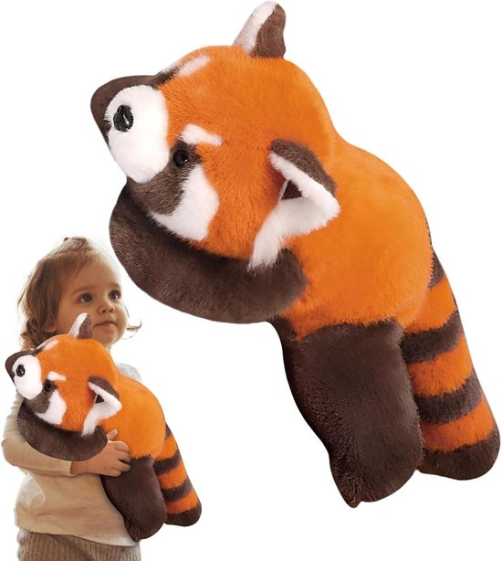 Rood panda pluche - Zacht knuffelbeest - Decoratie kinderkamer - Superzacht materiaal - 39 cm - Rood